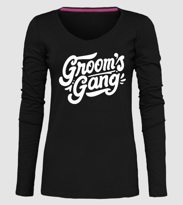 Grooms Gang model negru pe tricou