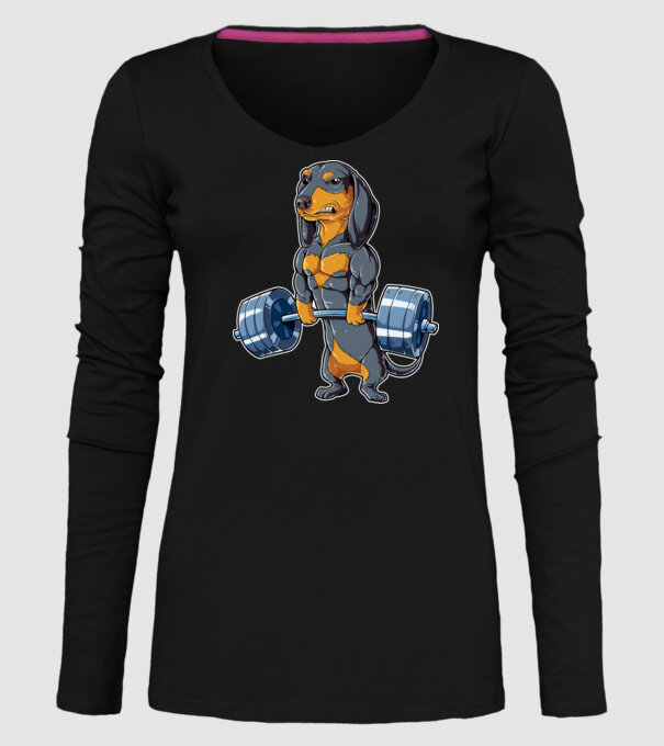 Gym teckel model negru pe tricou