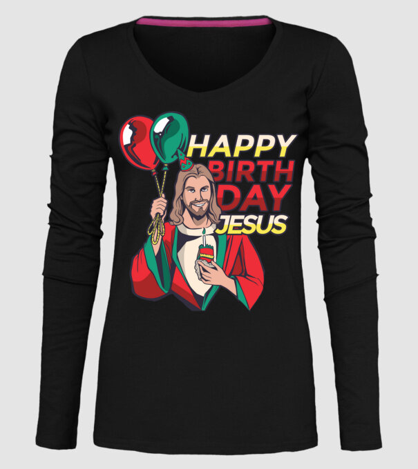 Happy Birtday Jesus! model negru pe tricou