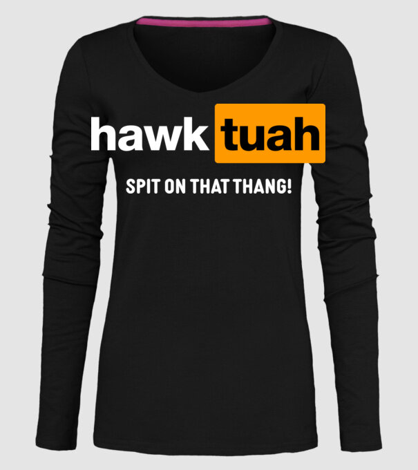 hawk tuah pornhub mix model negru pe tricou