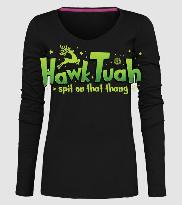 Hawk tuah xmas model negru pe tricou