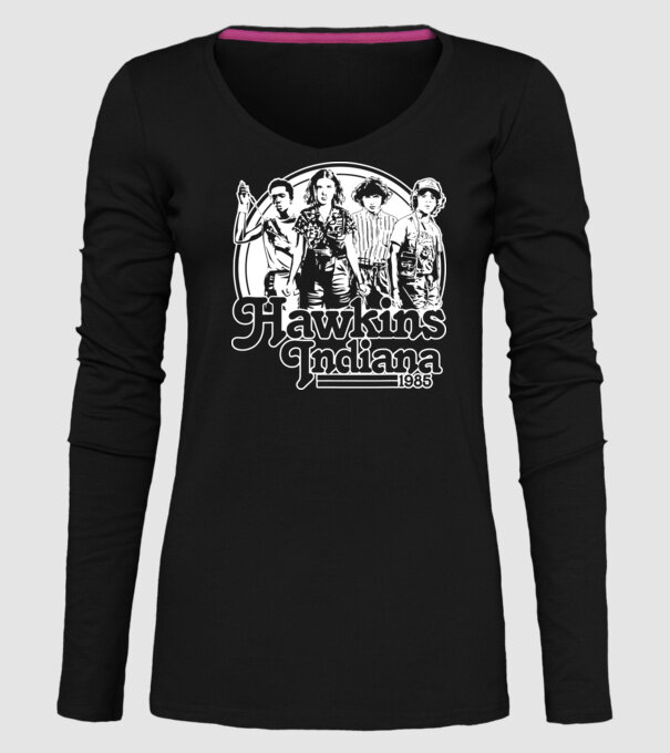 hawkins indiana stranger things2 model negru pe tricou