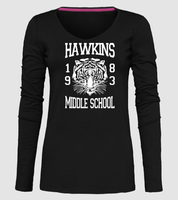 hawkins middle school 83 white model negru pe tricou