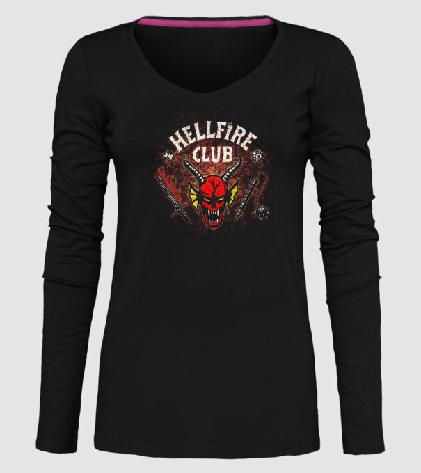 hellfire club stranger things model negru pe tricou