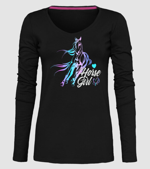 Horse girl 2 model negru pe tricou
