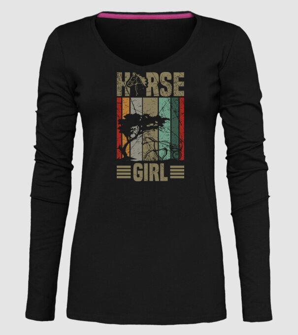 Horse girl model negru pe tricou