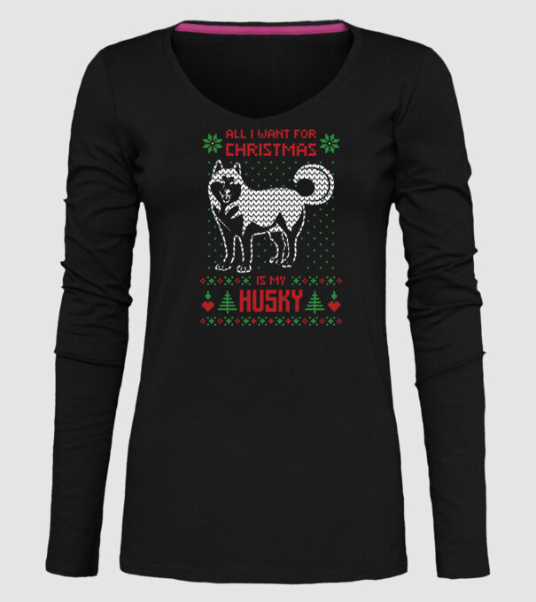 Husky model negru pe tricou