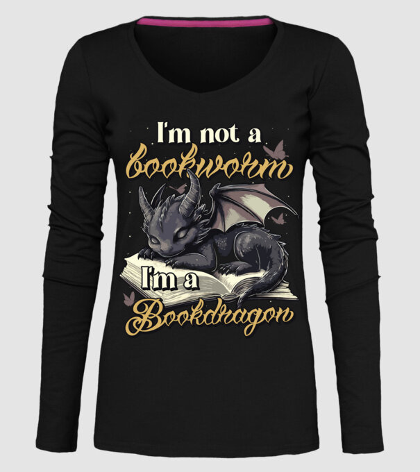 I am not a bookworm i am a bookdragon model negru pe tricou