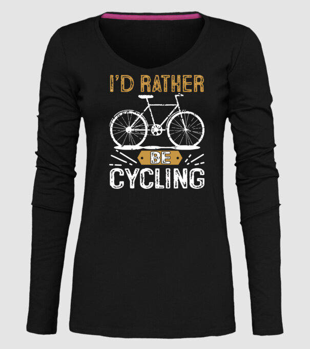 I'd rather be cycling model negru pe tricou