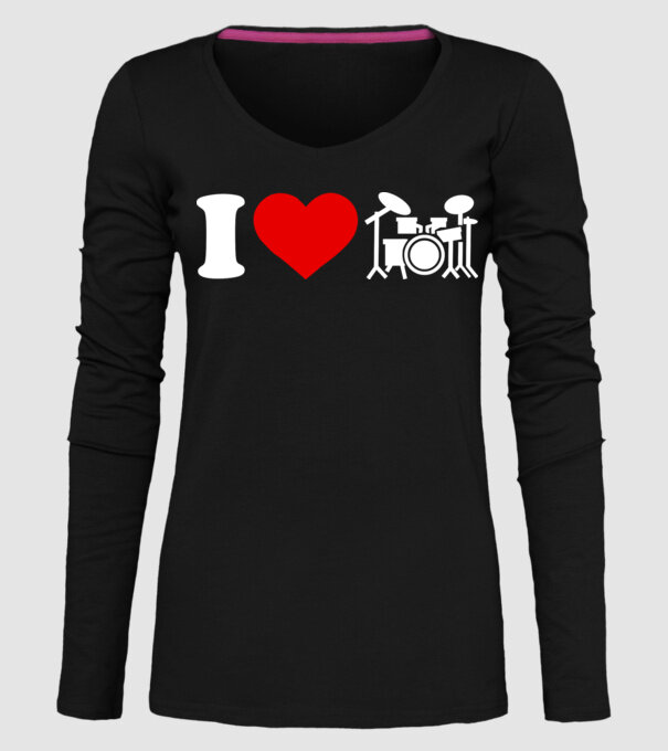 I love drum model negru pe tricou