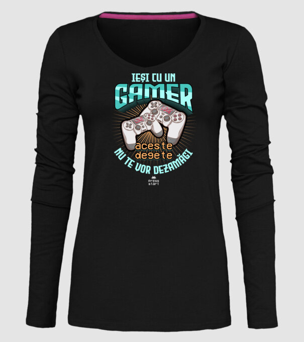 Ieși cu un gamer - aceste degete nu te vor dezamăgi model negru pe tricou