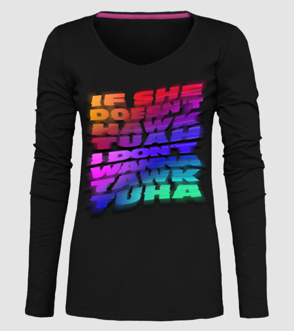 If she doesn't hawk tuah I don't wanna tawk tuha model negru pe tricou