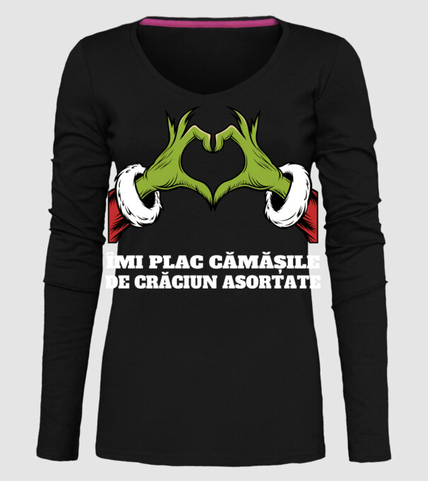 Îmi plac cămășile de crăciun asortate negru model negru pe tricou