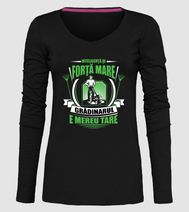 Inteligență și forță mare, grădinarul e mereu tare model negru pe tricou