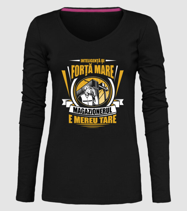 Inteligență și forță mare, magazionerul e mereu tare model negru pe tricou
