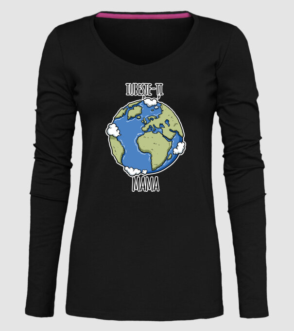 iubește-ți mama model negru pe tricou