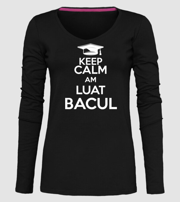 Keep calm, am luat bacul model negru pe tricou