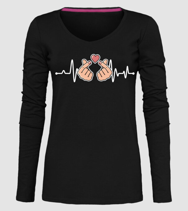 Kpop heartbeat model negru pe tricou