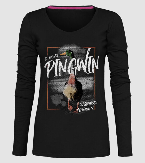 Kurwa pingwin model negru pe tricou