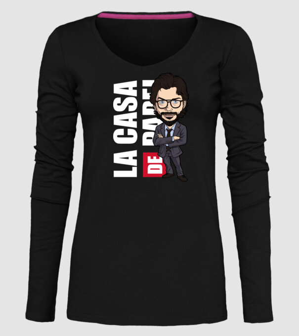 la cas de papel professor model negru pe tricou