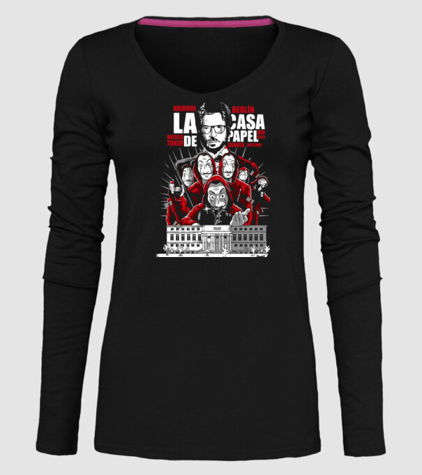 la casa de papel family model negru pe tricou