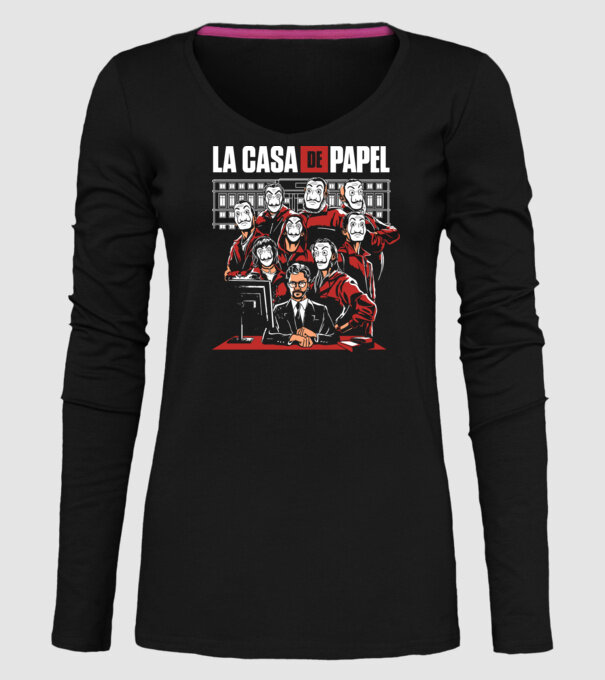 La casa de papel grupo model negru pe tricou