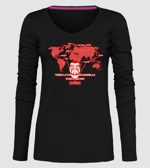 la casa de papel map model negru pe tricou