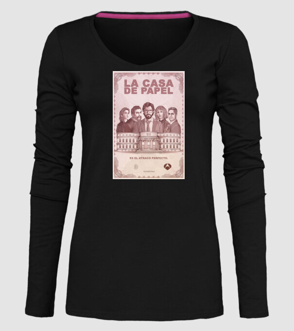la casa de papel poster model negru pe tricou