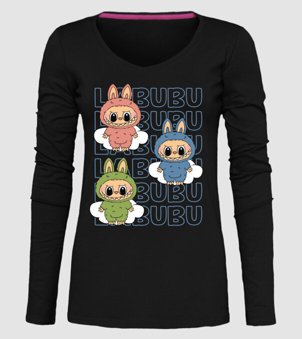 LABUBU model negru pe tricou