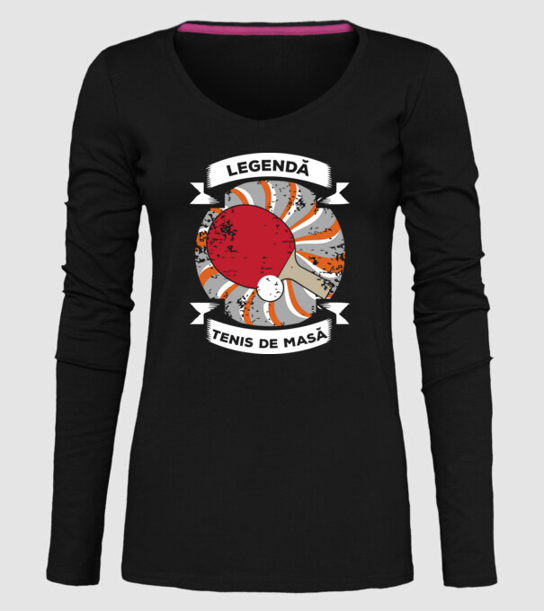 Legendă tenis de masă model negru pe tricou