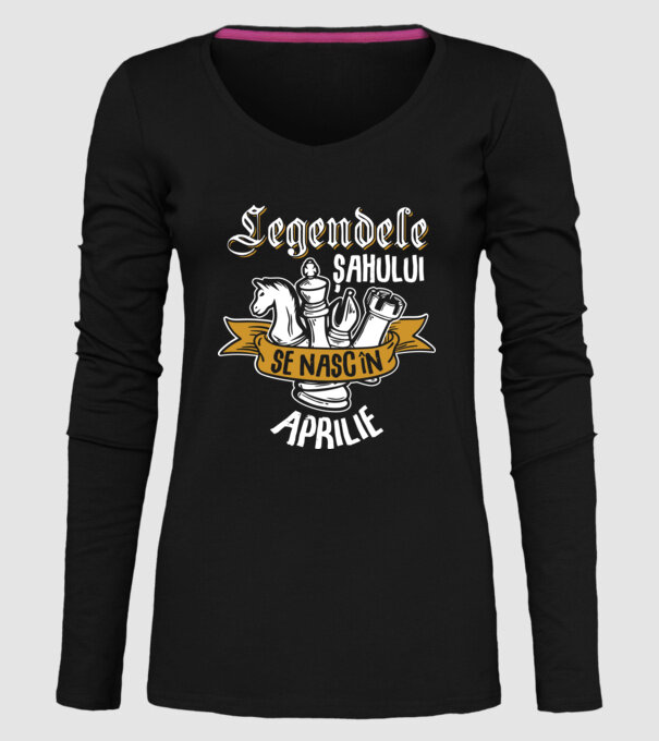 Legendele șahului se nasc în aprilie model negru pe tricou