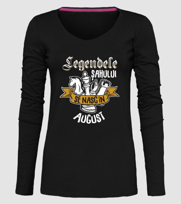 Legendele șahului se nasc în august model negru pe tricou