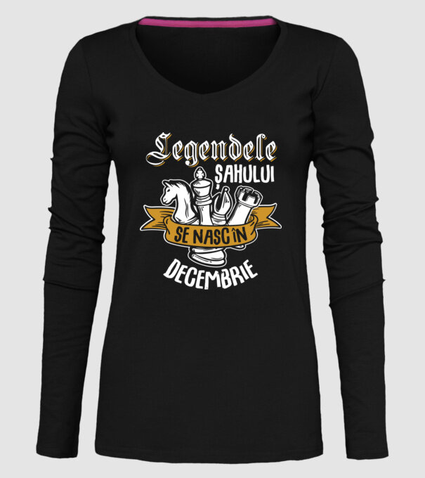 Legendele șahului se nasc în decembrie model negru pe tricou