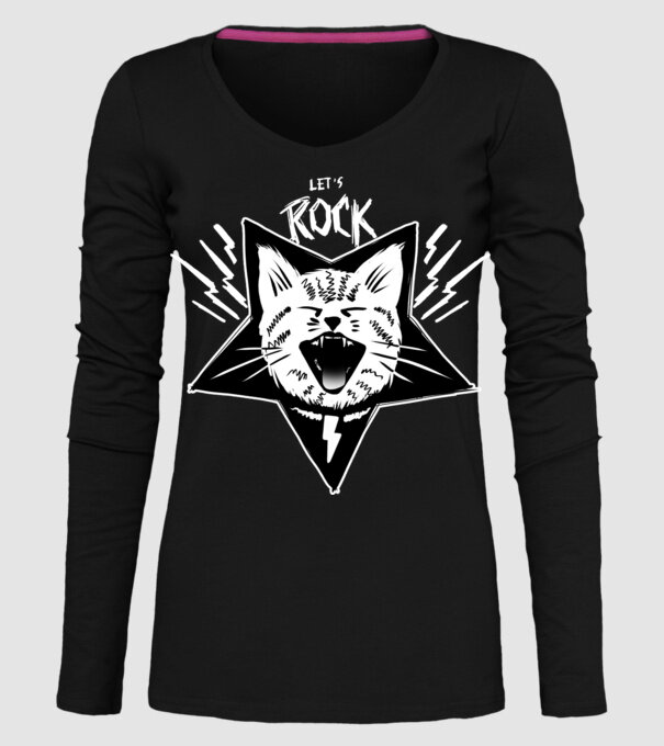 Let's rock model negru pe tricou