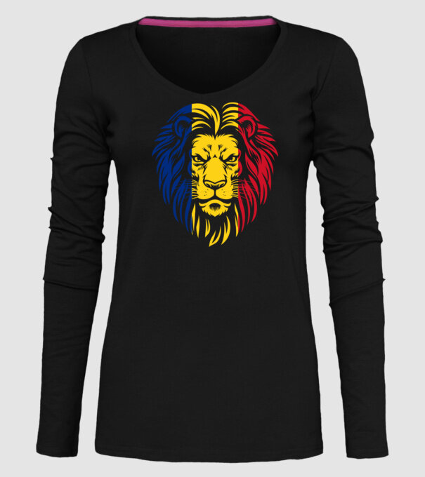 Leul românesc model negru pe tricou