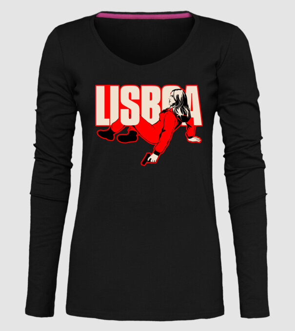 lisboa la casa de papel model negru pe tricou