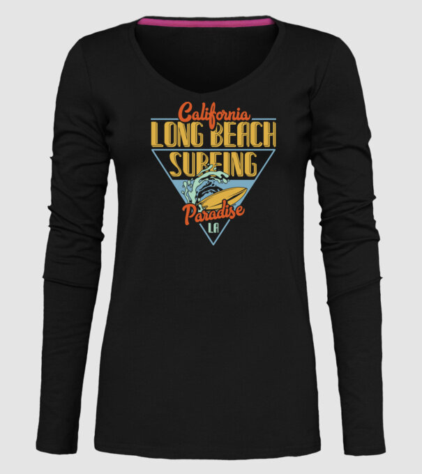 Long Beach model negru pe tricou