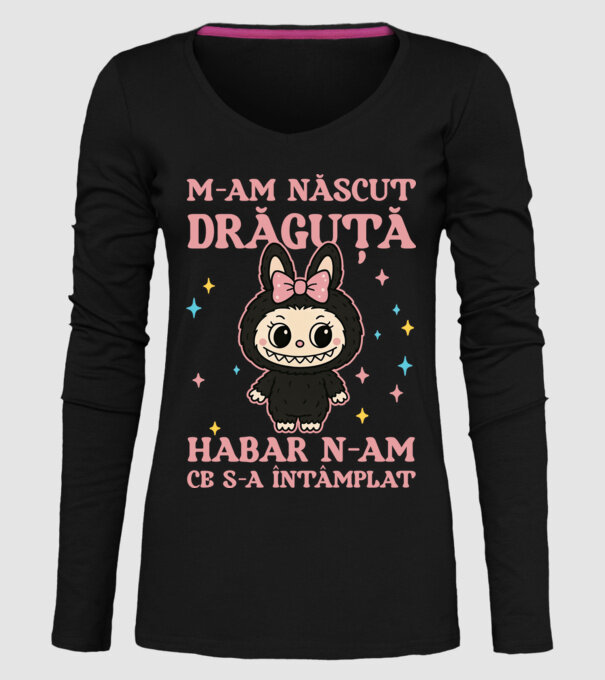 M-am născut drăguță model negru pe tricou