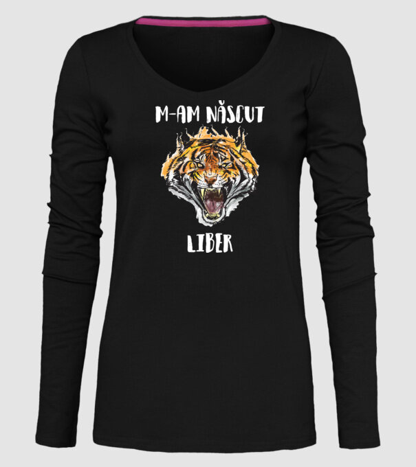 m-am născut liber model negru pe tricou