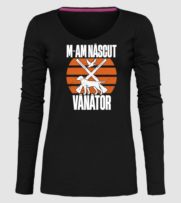 M-am născut vânător model negru pe tricou