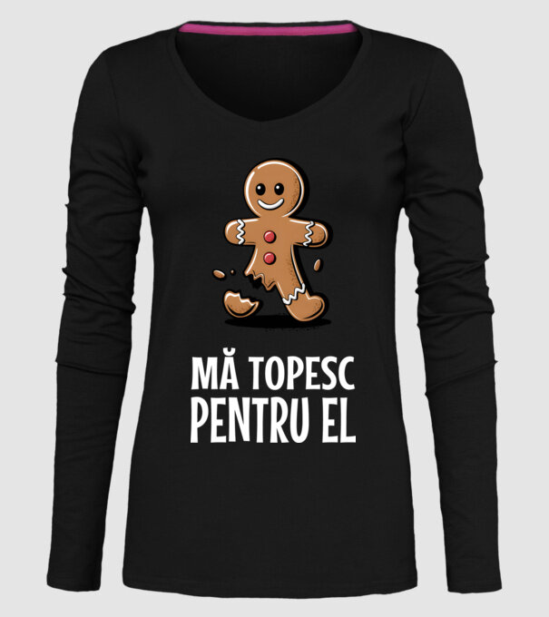 Mă topesc pentru el Negru model negru pe tricou