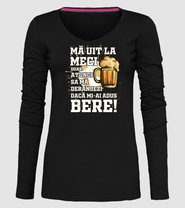 Mă uit la meci model negru pe tricou