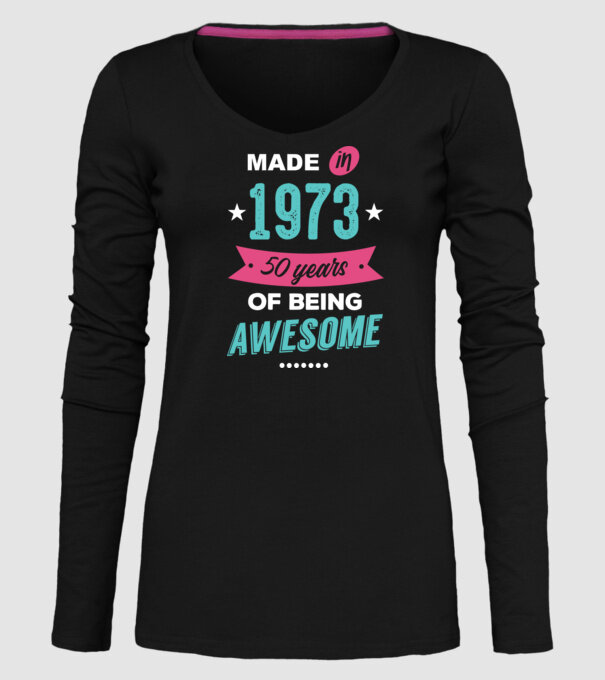 Made in 1973 model negru pe tricou