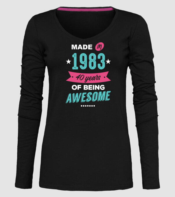 Made in 1983 model negru pe tricou