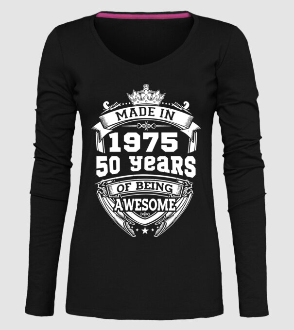 Made in awesome 1975 model negru pe tricou