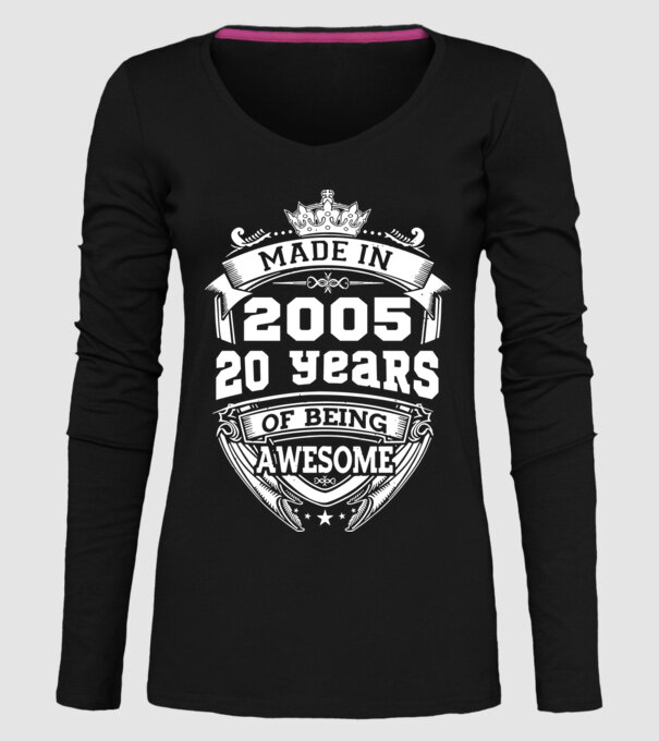 Made in awesome 2005 model negru pe tricou