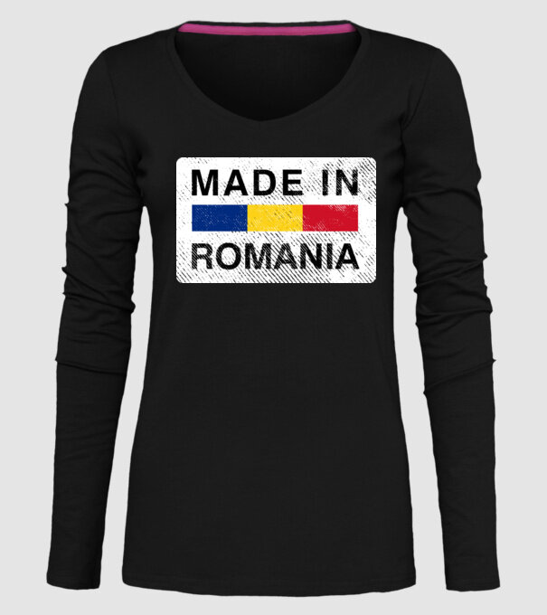 made in romania model negru pe tricou