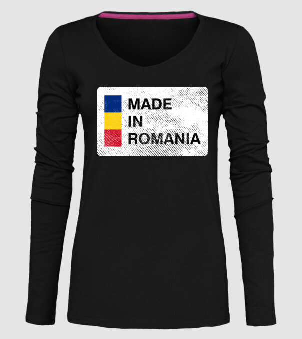 made in romania model negru pe tricou