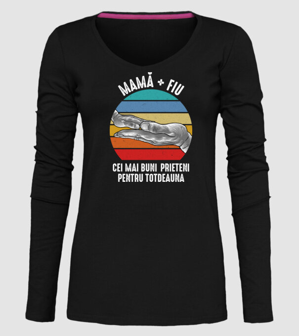Mamă + fiu - Cei mai buni prieteni pentru totdeauna model negru pe tricou