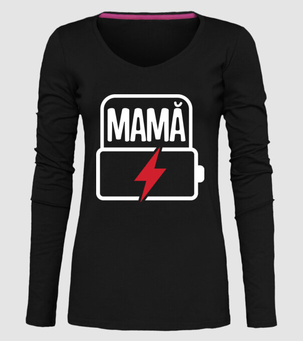 Mamă la încărcat model negru pe tricou